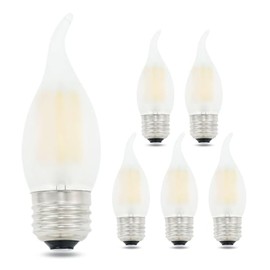 Lamsky Chandelier LED Light Bulbs 40W Equivalent E26 Base,Dimmable 4W 2700K Warm White,B11 E26 Candelabra Bulb Frosted Flame Bent Tip Shape,6 Pack