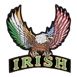 Irish Flag American Eagle & Rocker Patch, Small Size