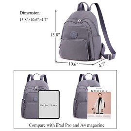 Collsants Small Nylon Backpack for Women Mini Backpack Purse Ladies Fashion Backpack Small Travel Bag Daypack(grey)