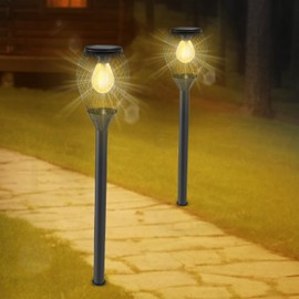 MAOKOT Solar Lights Outdoor, Solar Garden Lights IP65 Waterproof Solar Powered Outdoor Lights for Outside Patio Pathway Yard Decorations (Warm White)