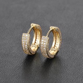Unbranded 18K Gold Plated Huggie Hoop Earrings for Men Women,Punk Hip Hop Earrings
