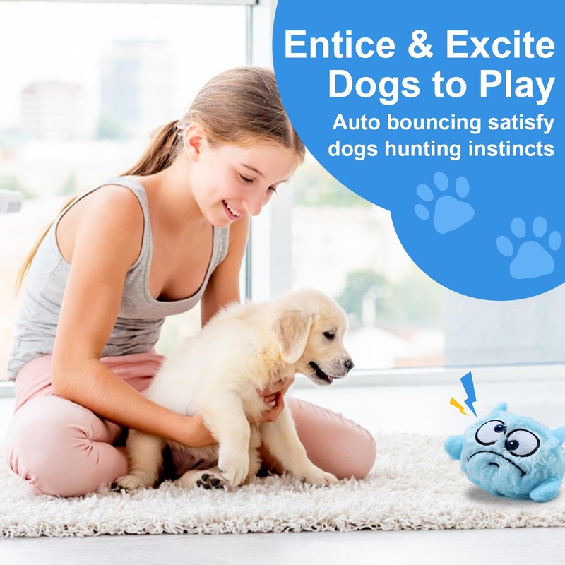 Moorstdel Interactive Dog Toy With Bouncing and Squeaking Ball, Washable