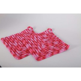 Thick colourful crochet pot holder, approx. 19 x 19 cm