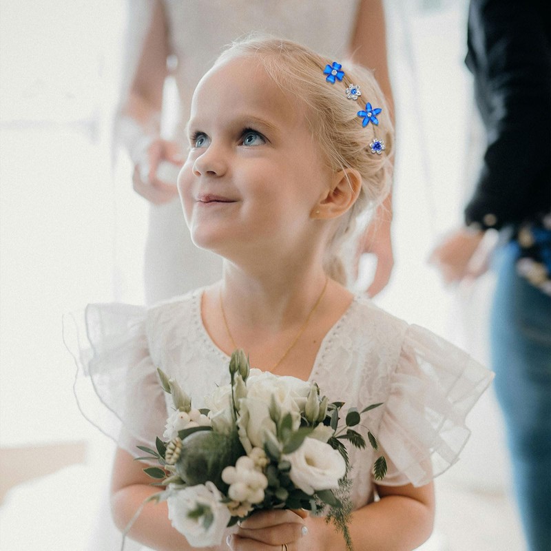 YISSION 40 Pcs Mini Dark Blue Flower Hair Clips Cute