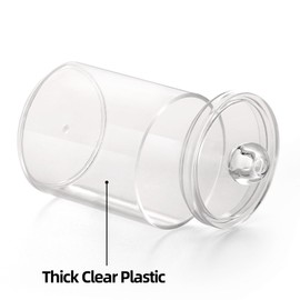 Tbestmax 4 Pack Qtip Holder - Restroom Bathroom Organizers with Clear Plastic Apothecary Jars for Cotton Swab, Round Pads, Floss