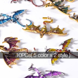 10Pcs Bulk Enamel Dragon Charms for Jewelry Making, Colorful Metal Charms Pendant for Bracelet Necklace and Crafting (Dragon MIxed Color)
