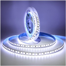 Tesfish 24 V LED Strip Light, 5 m White 6000 K LED Light Strips SMD 5054 IP20 120 LEDs/M, Total 600 LEDs Super Bright LED Strips, LED Strips for Home, Shelf, Kitchen Decoration