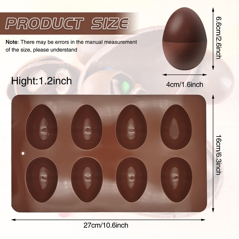 2-pack Easter Egg Silicone Molds for Cake Decorating,Peanut Butter Chocolate,