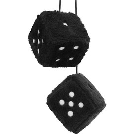 Fuzzy Dice for Car Mirror, Pair of Retro 2.75" Fuzzy Dice for Rear View Mirror with White Dots for Car Interior Hanging Ornament Decoration (Pink) - Colour: Black
