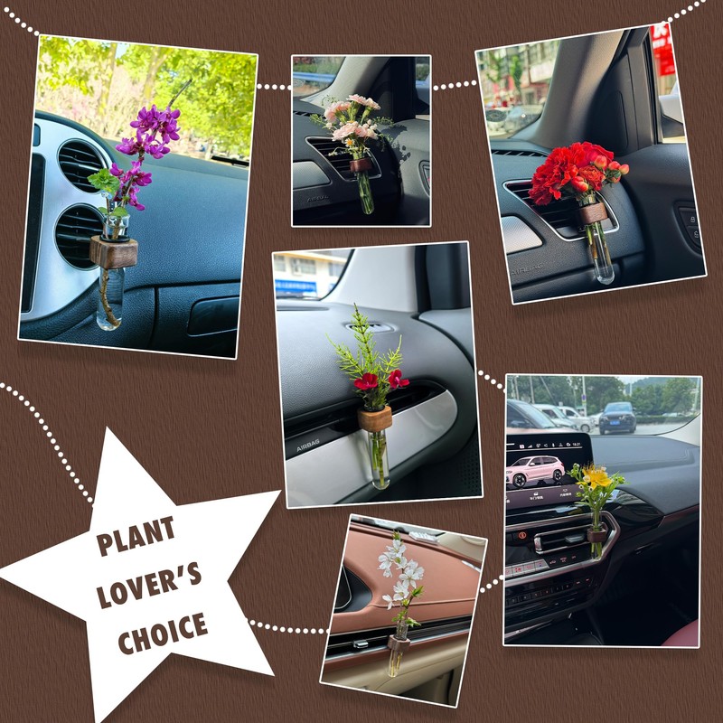 LVBRT Car Flower Vase Vent Clip Glass Plant Holder Universal