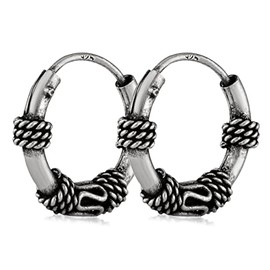 NKlaus Pair of Celtic Creole Earrings 925 Silver 16.7 mm, 14 mm or 12 mm Viking Scandinavian Earrings, Sterling Silver