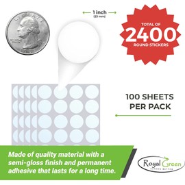 Royal Green 1 inch Inventory Sticker Labels Dots in Olive Green 25MM - 2400 Pack