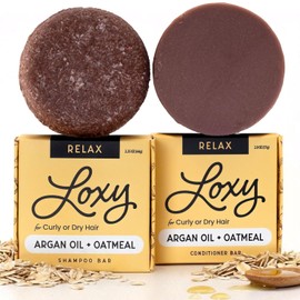 Juego de Champú y Acondicionador Hidratante Naturel Relax Con Aceite de Argán y Avena Coloidal para Cabello Rizado, Ondulado, Seco O Encrespado - Vegano, Hecho En Usa