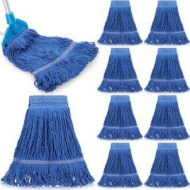 Nuogo 10 Pcs Commercial Mop Head Replacement Floor Cleaning Wet Heavy Duty Commercial Mop Refills General Cleaning(27.6 Inch,Blue)