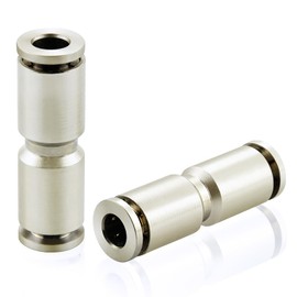 TAILONZ PNEUMATIC 10 mm Brass Nickel-Plated Through-Through Quick Fittings Push Lock Fittings Combined Connection Pneumatic Pipe Fittings Pneumatic Pipe Fittings PU-10 (Pack of 5)