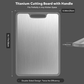 Laokiiy Titanium Cutting Boards For Kitchen, 100% Pure Cut Titanium Cutting Board, Food Grade Quality, Double-Sided Food-Grade Chopping Board Non-Stick Durable and easy to clean14.1X10
