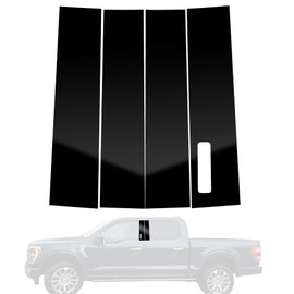 BASIKER Pillar Post Trim Fit for 2015 to 2021 Ford F150 Center Window Pillar Kit with Keypad, Door Window B Pillar Glossy Black Cover, Strong Toughness PC Material