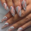 SINHOT Stiletto Press on Nails Long - Zebra Stripes Fake