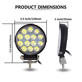 PICAA LED Work Light 2 x 4.1 Inch 42 W Round Work Light Tractor 12 V 24 V Spotlight Waterproof Work Light LED Additional Headlight for Excavator Tractors Tractor ATV Truck Offroad 4 x 4