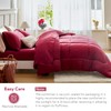 MR&HM King Size Comforter Set Burgundy, Reversible Satin Microfiber Comforter