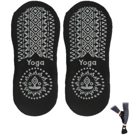 OUDQFCJ 2 Pairs of Non-Slip Sports Yoga Socks for Men and Women, Barre, Pilates, Dance, Barefoot, Trampoline, Home, Hospital