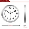 Wall Clock 12 Inch Metal Frame Glass Cover Non-ticking Number