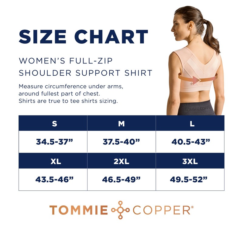 Tommie Copper Shoulder Support Compression Bra with Front Zipper Closure