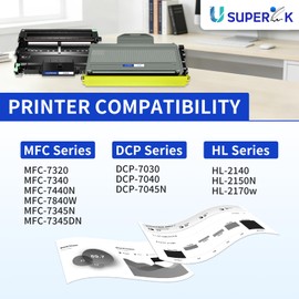 SuperInk TN360 Toner Cartridge & DR360 Drum Unit Set Compatible for Brother TN360 TN330 DR360 for DCP-7030 DCP-7040 HL-2140 HL-2150N HL-2170W MFC-7340 MFC-7840W MFC-7440N MFC-7345N (1 Toner,1 Drum)
