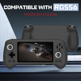 SKRVGOJFG Silicone Case Compatible with Anbernic RG556, Anti-Scratch, Washable, Shockproof Silicone Protective Cover for RG556 Retro Handheld Game Console - Black
