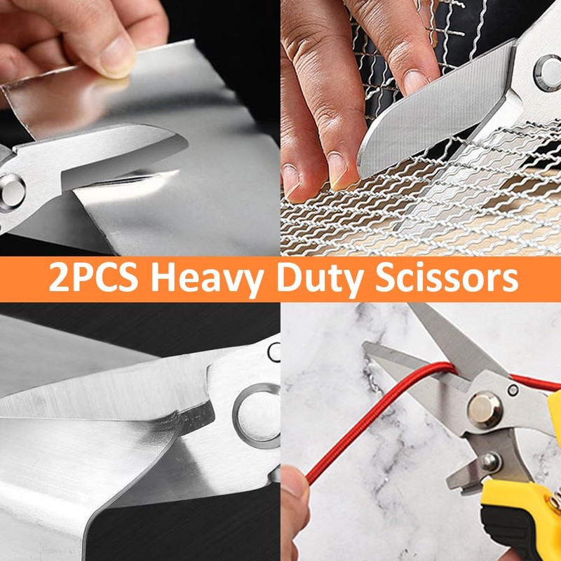 2PCS Scissors All Purpose, Tin Snips for Cutting Metal Sheet,