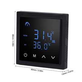 Smart Electric Floor Heating Thermostat 16A AC85V‑250V Home Thermostat, Easy Installation and Accurate Temperature Control (Black)