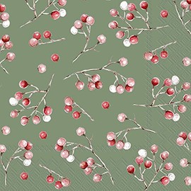 Boston International IHR Cocktail Napkins 3 Ply 5" x 5" Winter Berry Green