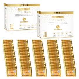 CHMI - Parches para debajo de los ojos de oro de 24 quilates, 100 pares de colágeno, ojeras, arrugas | Puffy looking eyes, collagen skin care, hydrati