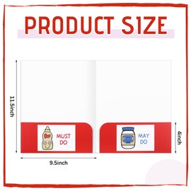 MotiMind 6 Pcs Ketchup Folders with Pockets 11.5 x 9.5 inches Cute Coated Paper 2 Pocket Folders for School Office Business Home