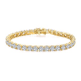 AGRULE Diamond Bracelet for Wedding Birthday Sterling Silver 5mm Chunky Birthstone Tennis Bracelets 5a Cubic Zirconia Wrist Link Bracelet for Women, 7.25 Inch