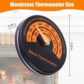 Wood Stove Thermometer, Magnetic Stove Temperature Stove Top Thermometer for Wood Burning Stove, Gas Stove, Pellet Stove, Practical Accessories for Fireplace or Stove Fan Owners
