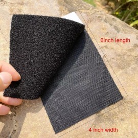 Unbranded 4” x 6” Heavy Duty Patch Hook and Loop Self Adhesive Black Inch Large Set