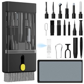 Tastatur Reinigungsset - Reinigungsset für Airpods 22 in 1 Tastaturreiniger mit Bürste Kopfhörer Reinigungsstift Multifunktionales Reinigungsset für Kamera Laptop PC-Monitor Telefon, Obsidianschwarz