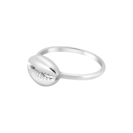 AeraVida Shoreline Cowrie Shell Beach Inspired .925 Sterling Silver Band Ring | Ocean-Themed Sterling Silver Cowrie Shell Ring for Women | Size (7)