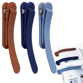 Automatic Bookmark,3Pcs Silicon Book Marks for Reading,Smart Clip Book Page Bookmarks Readers,Unique Book Accessories Gifts for Men,Women,Kids (Brown+Dark Blue+Light Blue)