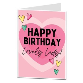 Birthday Card For Her Women Cute Lovely Lady Design In Pink For Female Perfect For Best Friend Daughter Or Any Lady