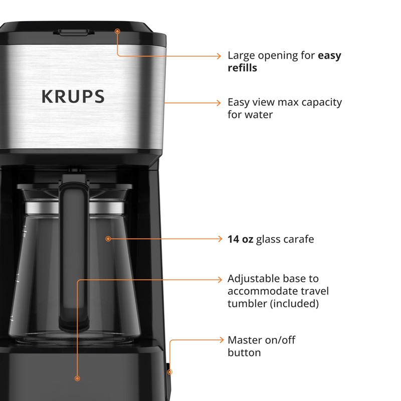 KRUPS Simply Brew Coffee Maker - Multi-Serve 4-in-1 with Stainless