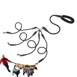Correas para Perros 4 en 1 Sin enredos Cuerda de tracción de Nylon Desmontable Cable para Perros de 4 vías para Perros Gatos Paseos al Aire Libre(4 Way-Negro) Correa Doble para Perro