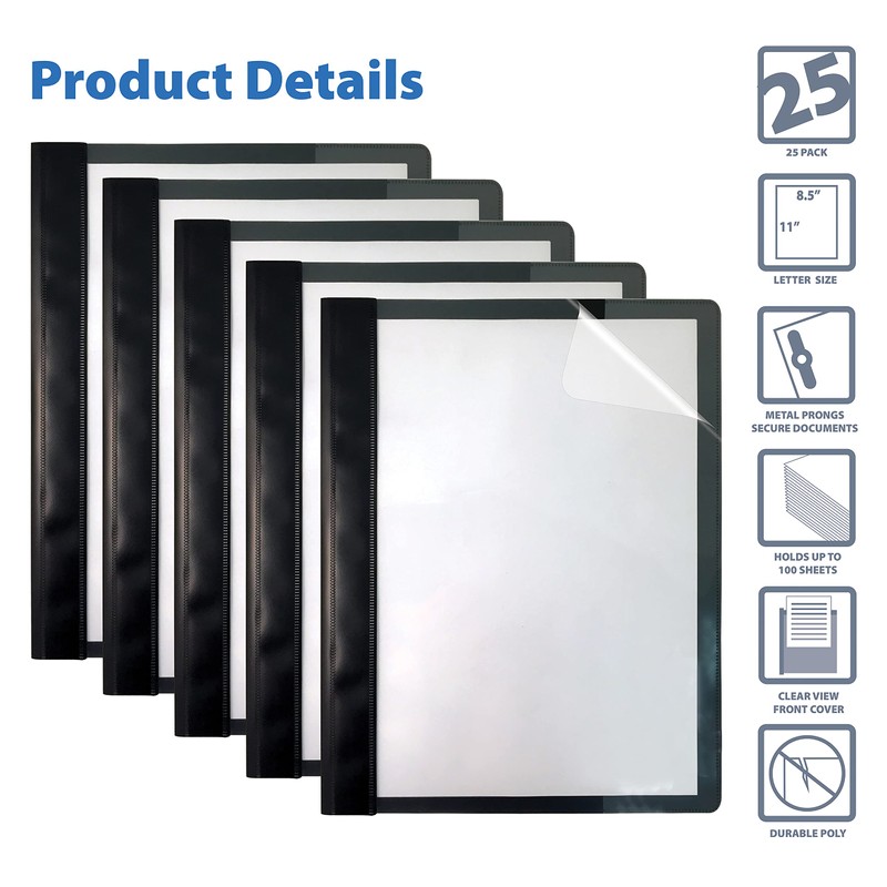 Better Office Products Ultra Durable Clear Front Report Covers, 25