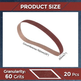 Kozelo 20 Pcs Sanding Belts 1 x 30 Inch 60 Grit Aluminum Oxide Abrasive Sandpaper for Belt Sander Metal Grinding Wood Working Weld Rust Removal
