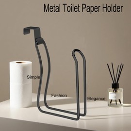 Command Bathroom Toilet Paper Roll Holder,Over The Tank Toilet Paper Holder,Chrome Bathroom Toilet Paper Holder Hanger Stand,Dispenser Reserve for Bathroom Storage and Organizatioz,Black 2pcs