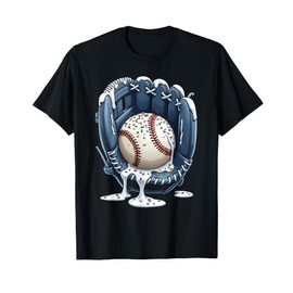 Baseball Drip Boys Glove Ice Cream Drip Youth Sports T-Shirt