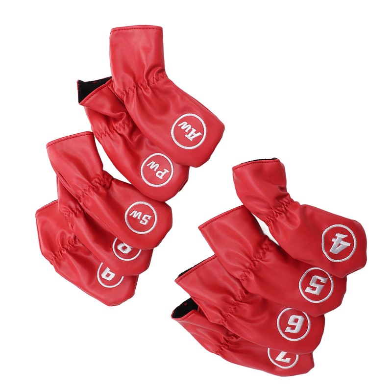 9Pcs Golf Iron Head Covers PU Waterproof Golf Club Headcovers