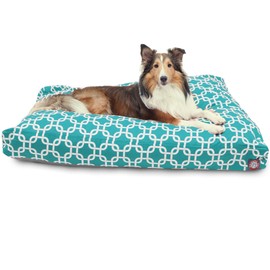 Teal Links Large Rectangle Indoor Outdoor Pet Dog Bed With Removable Washable Cover By Majestic Pet Products