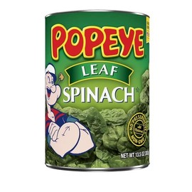 Popeye Leaf Spinach, Canned Vegetables, 13.5 oz Can (Pack of 12)